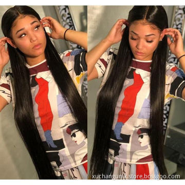 Wholesale Virgin Hair Vendors 100% Brazilian Human Hair Wig Long Black Straight Hair Wig Cheap Lace Frontal 13x4 Wig
